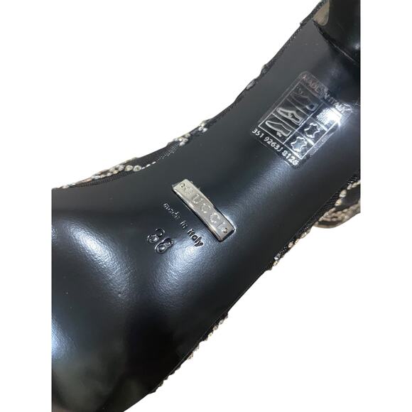 Gucci Demi Crystal GG Logo Mesh Pointed Toe Ankle Boot Black 85mm - Picture 11 of 13